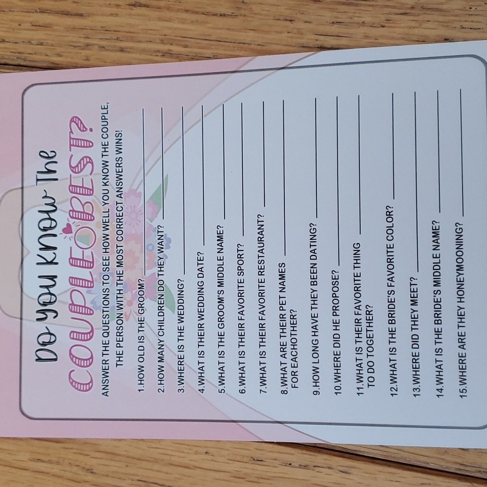 Do you know the couple bridal shower game - Picture 2 of 3